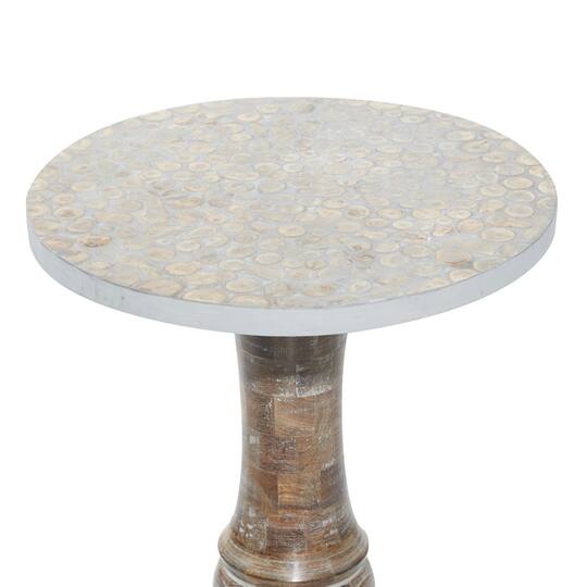 18" Gray Rustic Mango Wood Accent Table